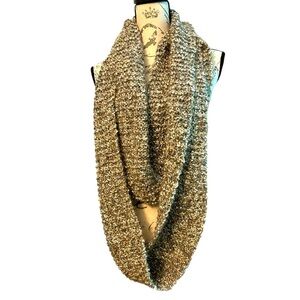 Scarf, hand knitted infinity scarf. Earth tones, brown,gray,cream, beige